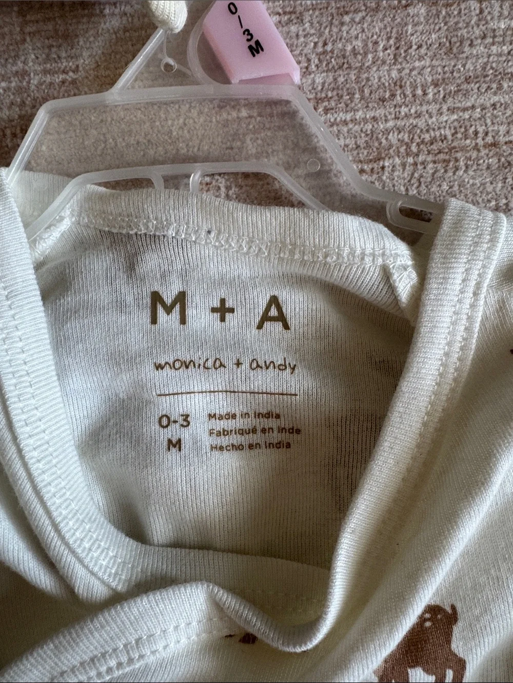 Organic Cotton Unisex Neutral Deer Print 4 Piece Layette Set Baby size 0-3M NWT